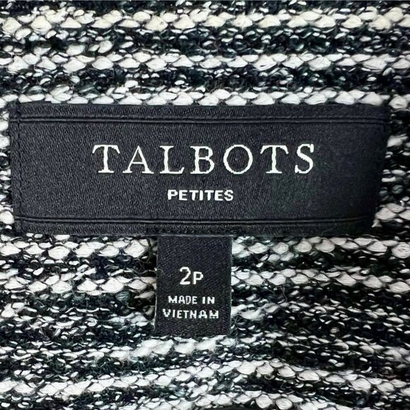 Talbots Petites 2P Berkeley Black & White Tweed Knit Blazer Nubby Cozy - Picture 10 of 11